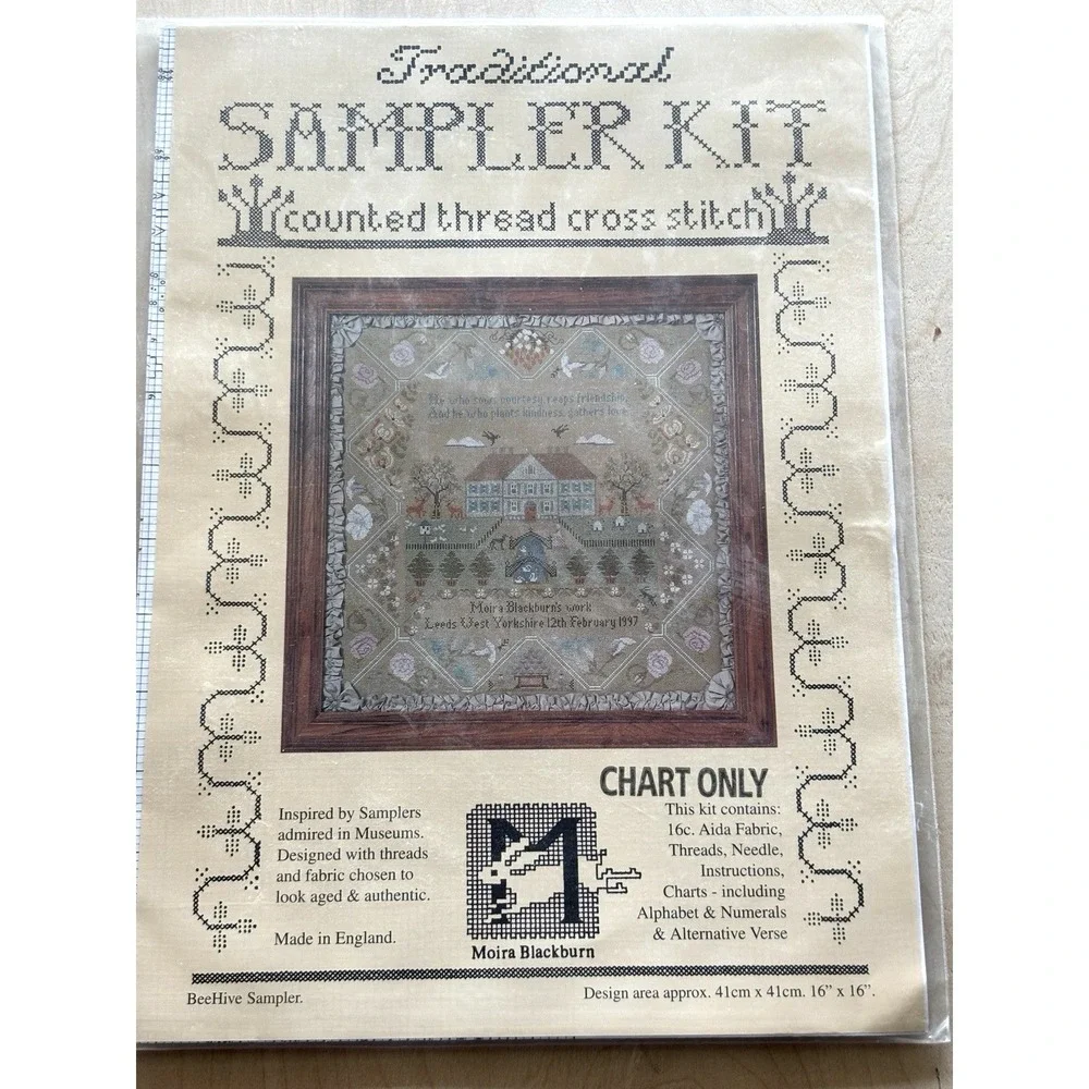 Moira Blackburn Embroidery Chart Pattern Cross Stitch Bee Hive Sampler